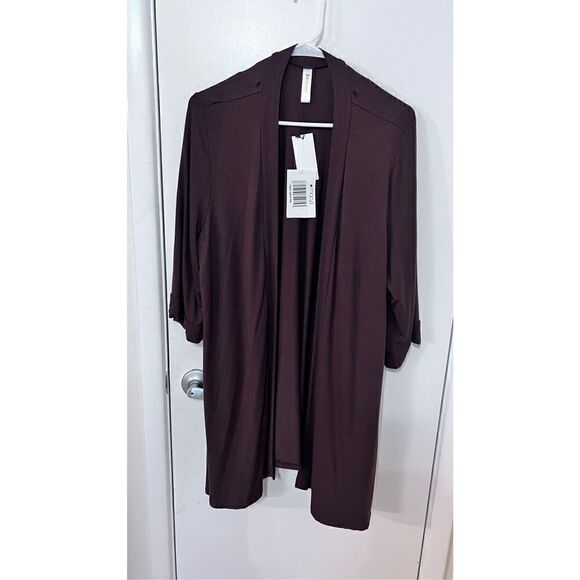 24Seven Comfort Apparel Womens Open Front Cardigan Brown Plus Size 1X P1-256 NWT - Picture 2 of 13